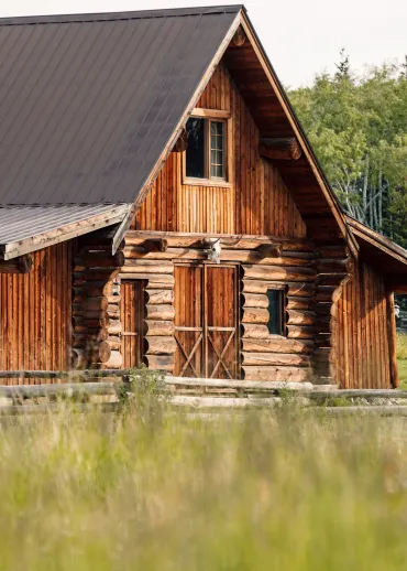 The historic log barn at Siwash Lake