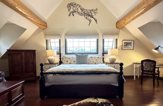 Authentic luxury dude ranch accommodation in the main ranch house at Siwash Lake